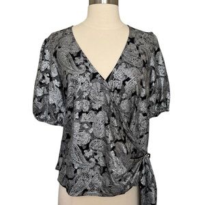 Michael Kors Blouse with tie in silver/black size M